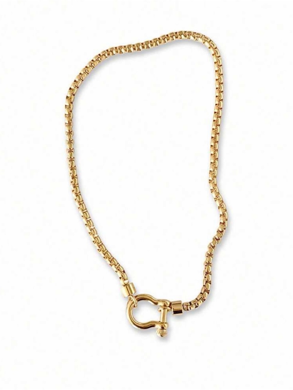 Gold stainless steel horseshoe lock closure women’s chain Necklace waterproof - Picture 2 of 3